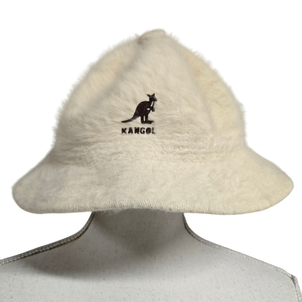 Vintage Kangol Furgora Bucket Hat Cream White Fuzzy Angora Made in England